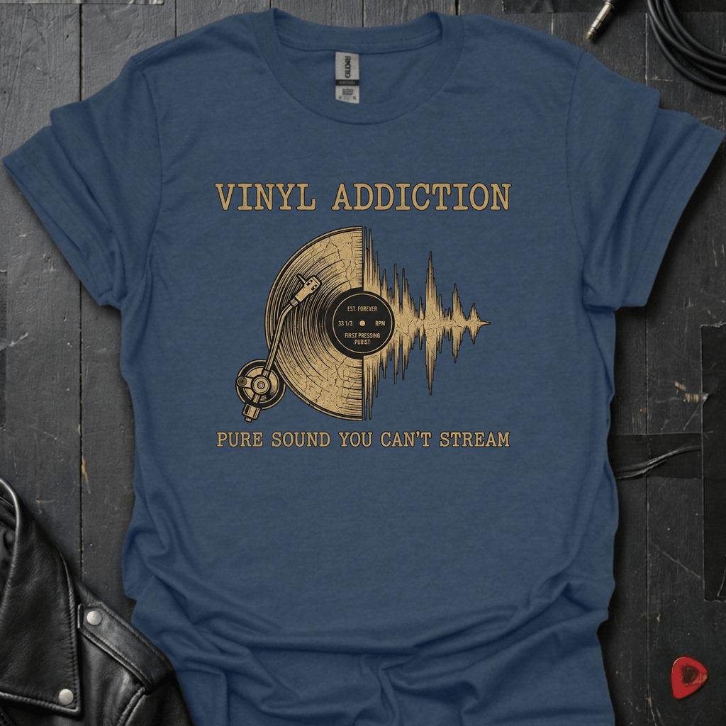 Vinyl Addiction T-Shirt - Heather Navy - T-Shirt