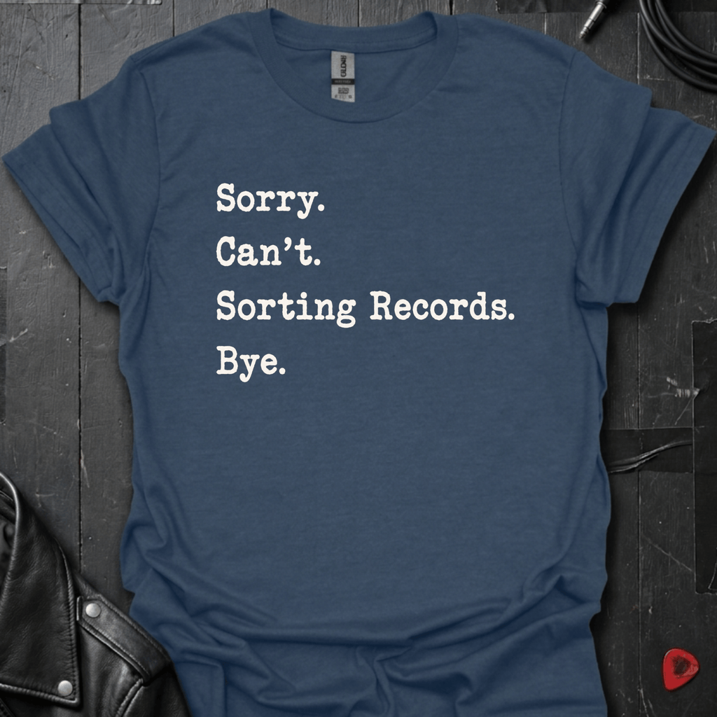 Sorting Records T-Shirt | Funny Vinyl Lover Tee - Heather Navy - T-Shirt