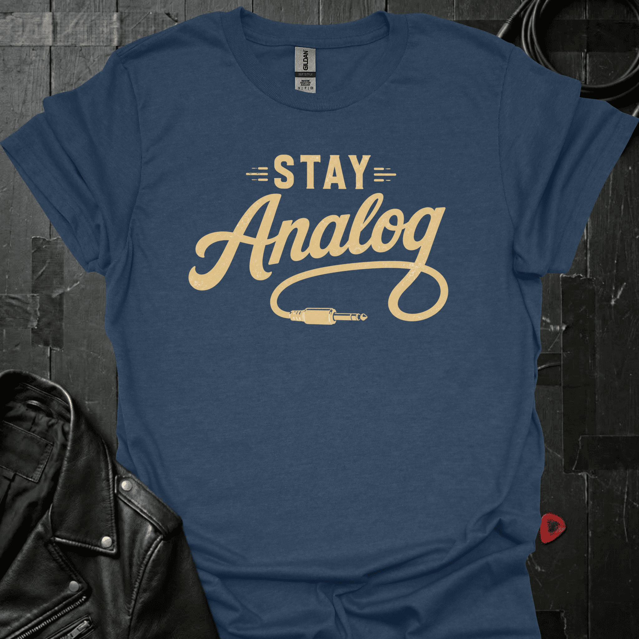 Stay Analog T-Shirt - Heather Navy - T-Shirt