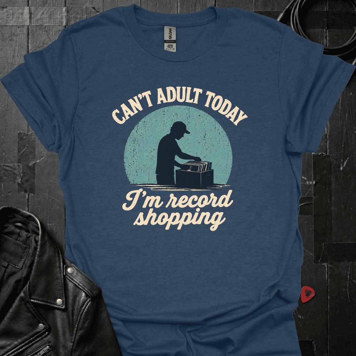 Record Shopping T-Shirt - Heather Navy - T-Shirt