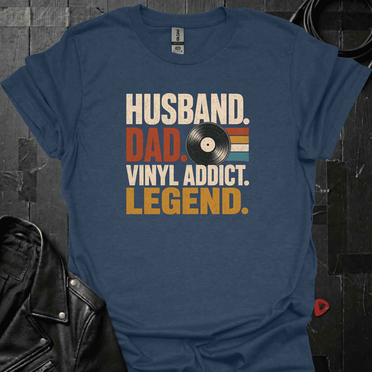 Vinyl Addict Dad T-Shirt - Heather Navy - T-Shirt