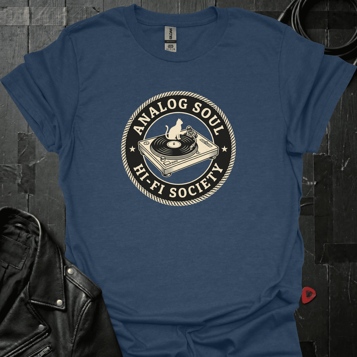 Groove Cat T-Shirt - Heather Navy - T-Shirt