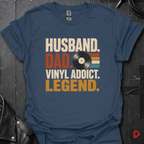 Vinyl Addict Dad T-Shirt | Record Lover Dad Tee - Heather Navy - T-Shirt