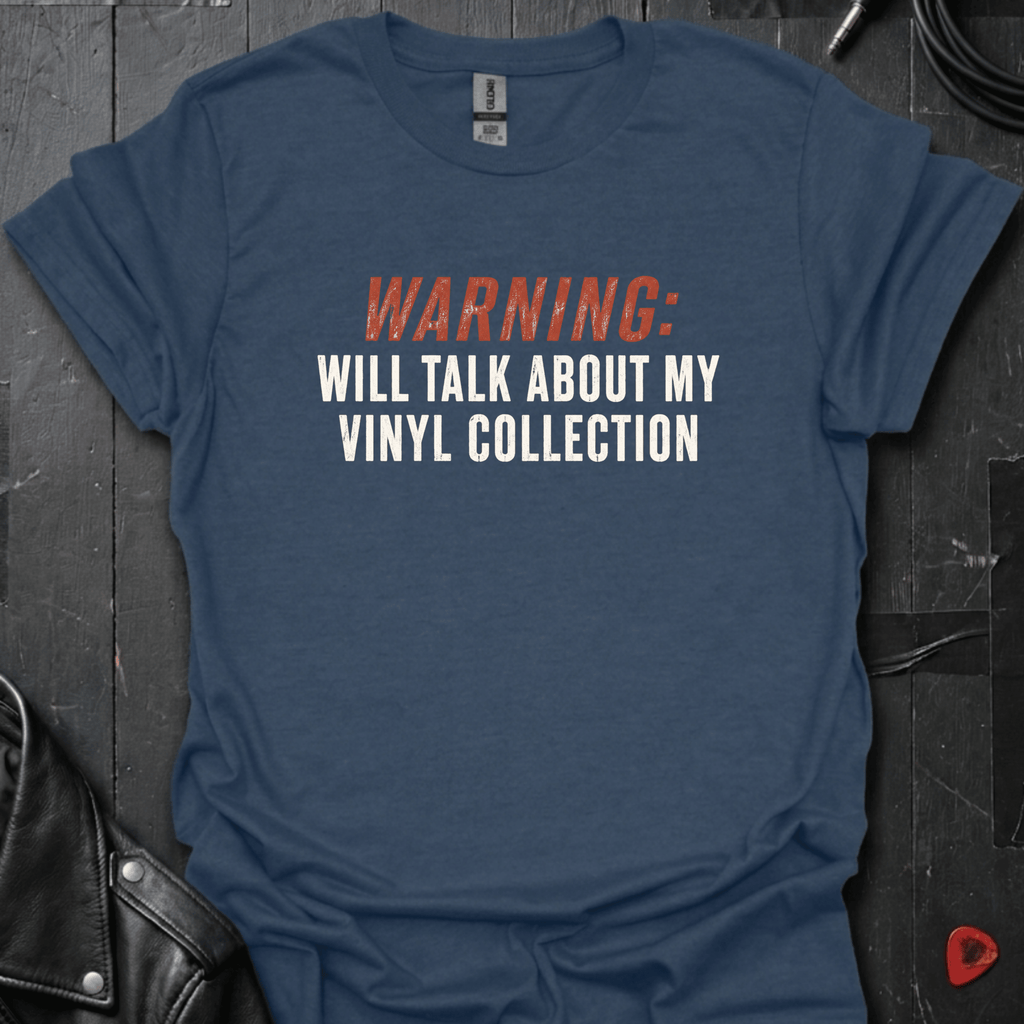 Vinyl Talk Warning T-Shirt - Heather Navy - T-Shirt