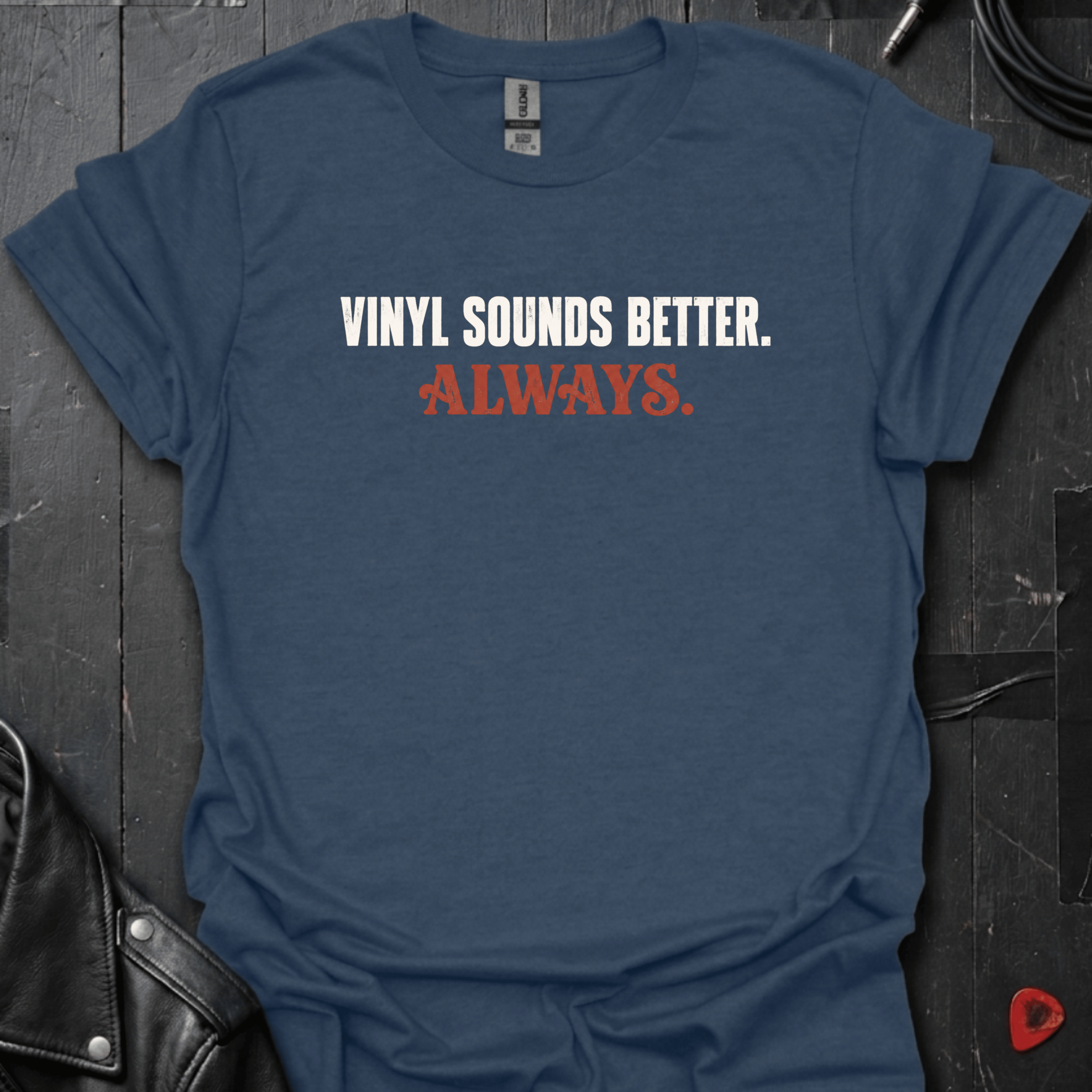 Vinyl Sounds Better T-Shirt - Heather Navy - T-Shirt