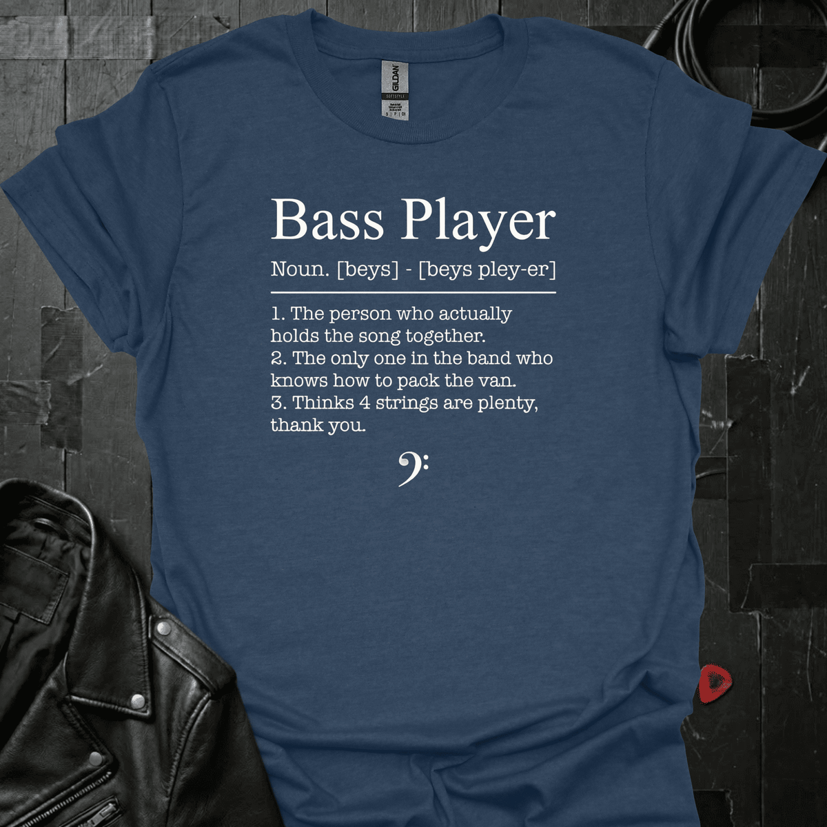 Bass Player Definition T-Shirt - Heather Navy - T-Shirt