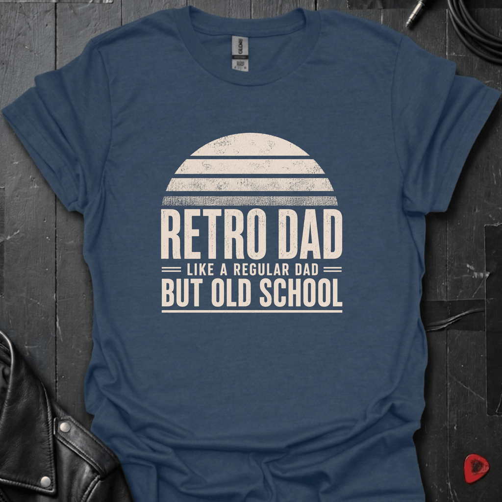 Retro Dad T-Shirt | Old School Dad Music Tee - Heather Navy - T-Shirt