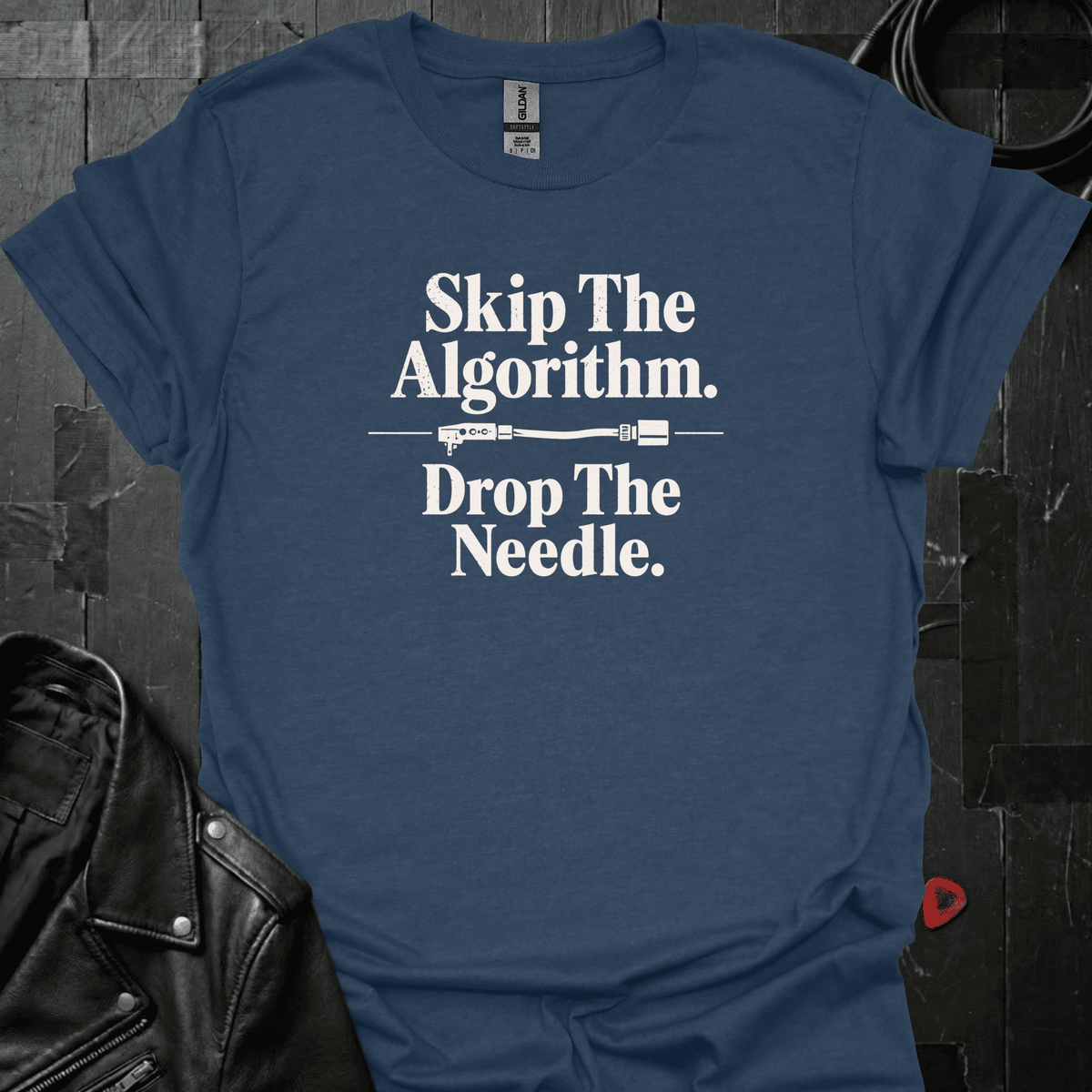 Skip The Algorithm T-Shirt - Heather Navy - T-Shirt