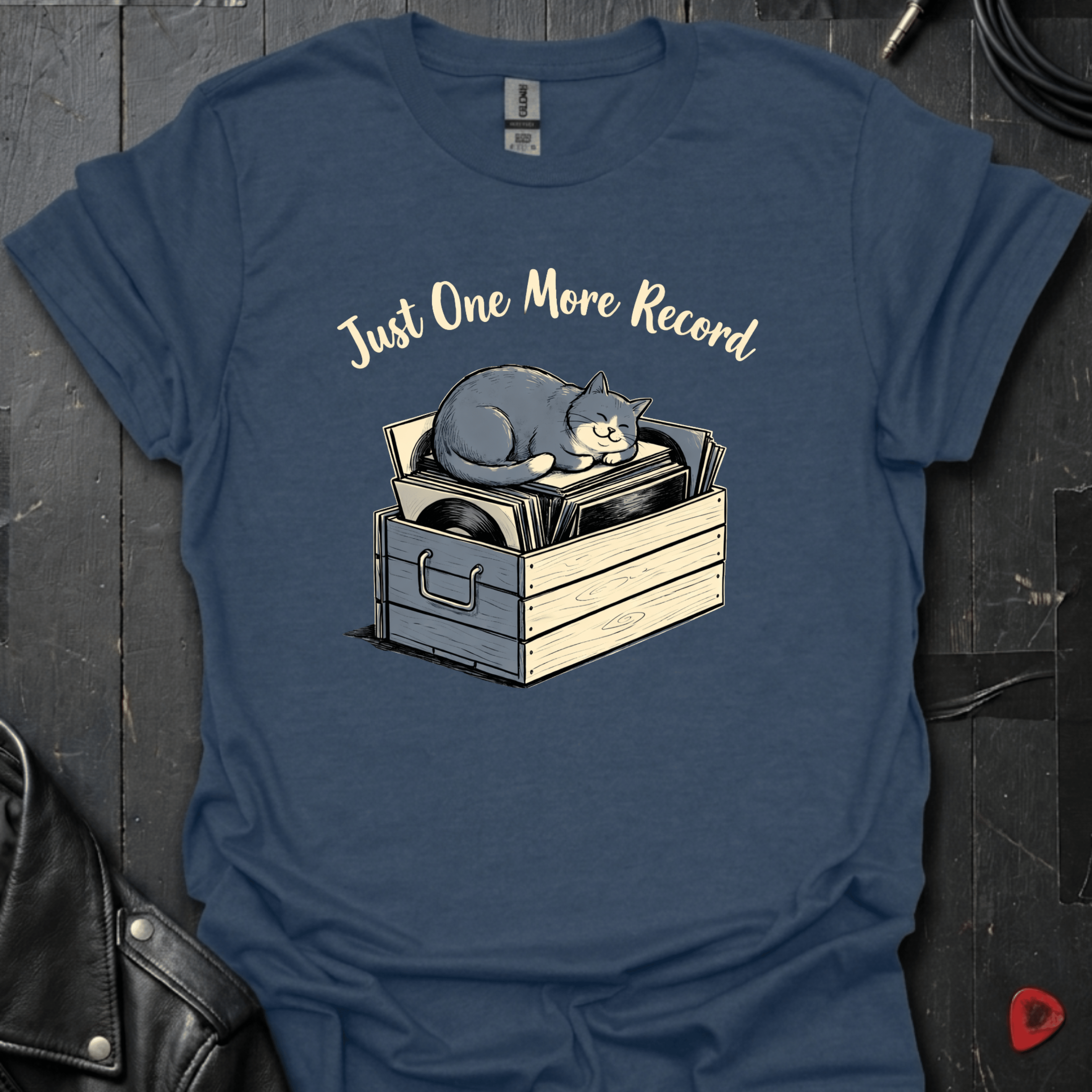 Just One More Record T-Shirt - Heather Navy - T-Shirt