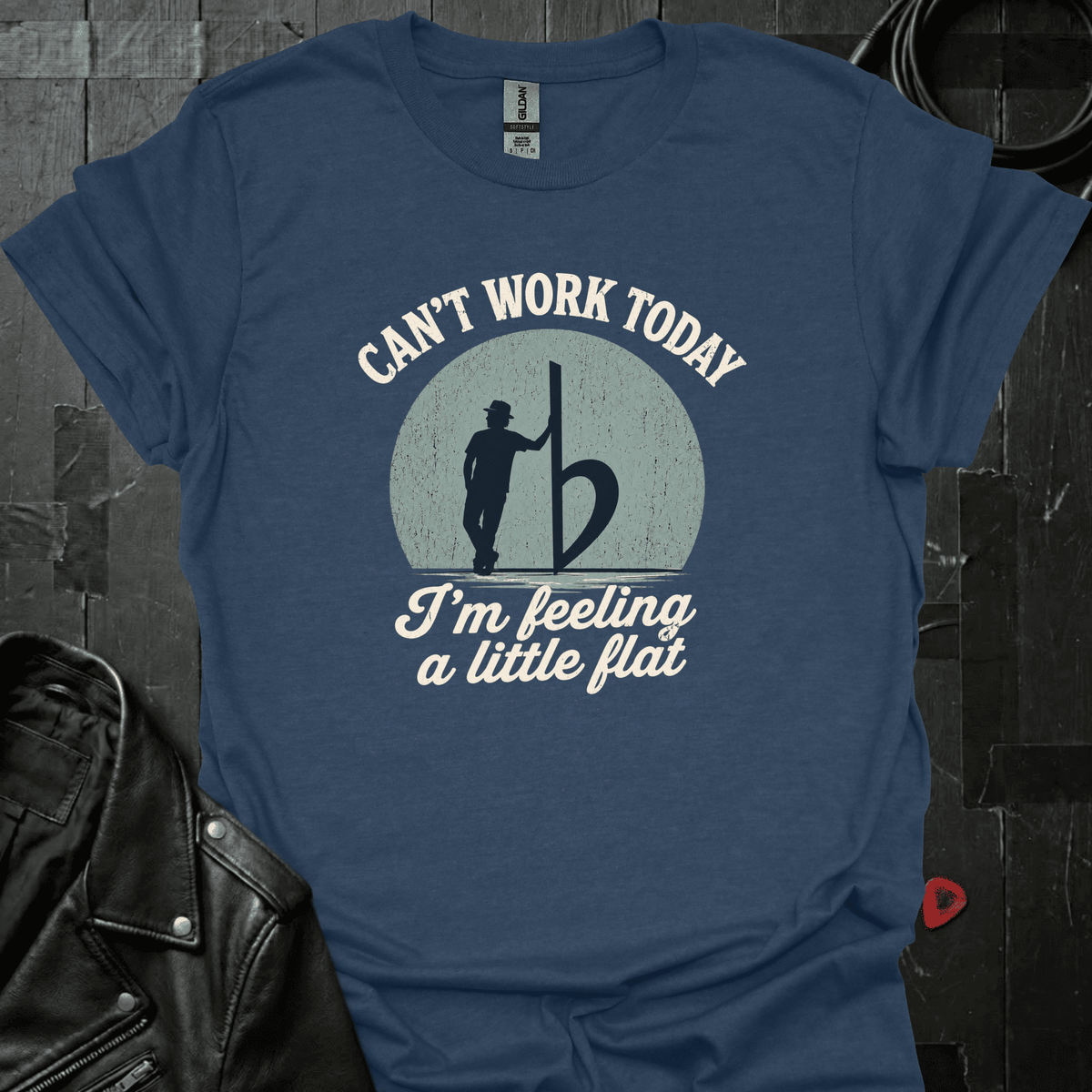 Feeling A Little Flat T-Shirt - Heather Navy - T-Shirt