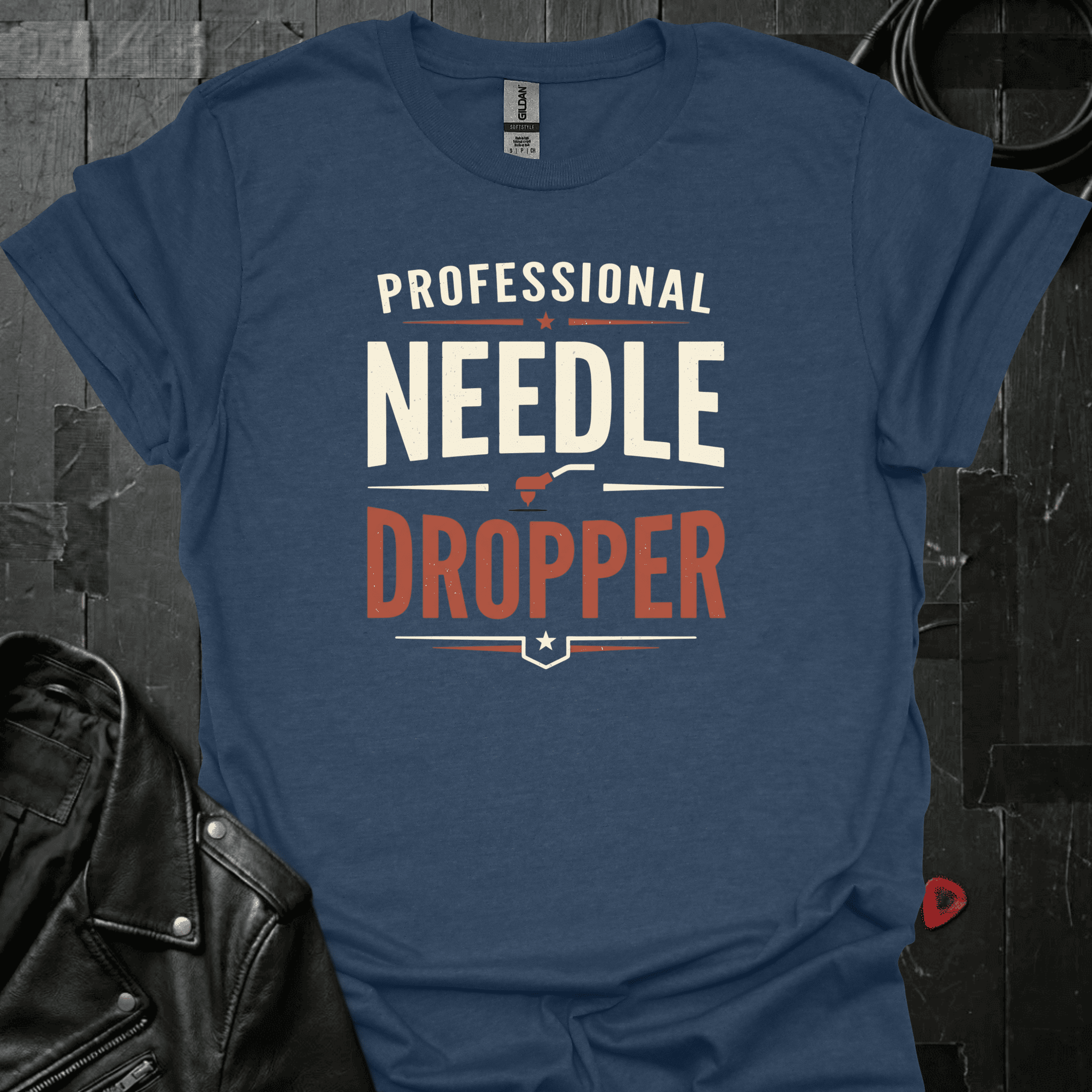 Professional Needle Dropper T-Shirt - Heather Navy - T-Shirt