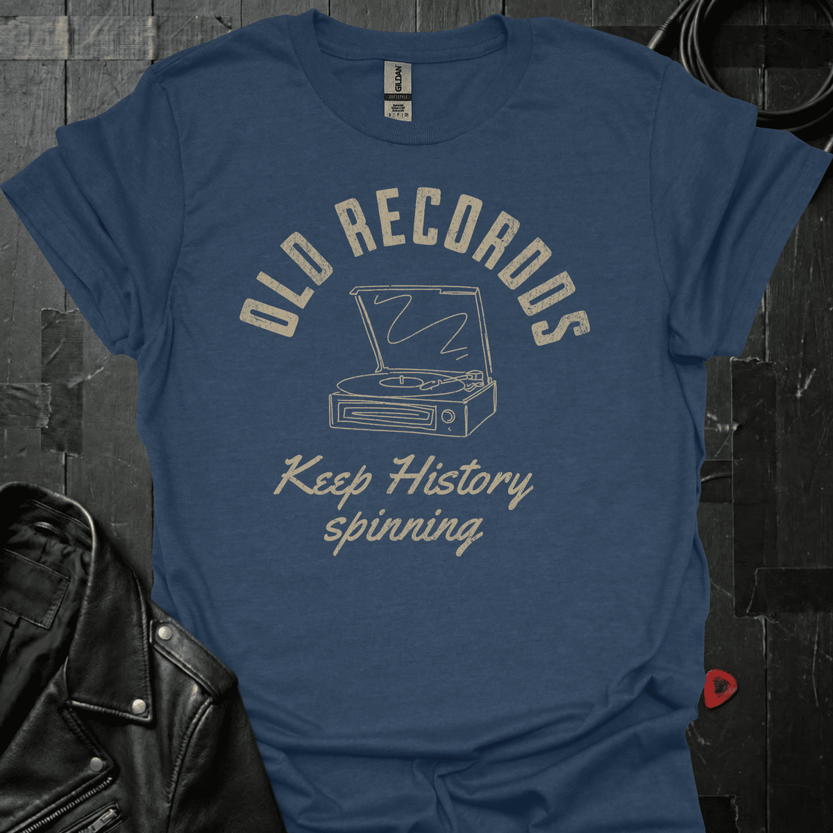 History On Vinyl T-Shirt - Heather Navy - T-Shirt