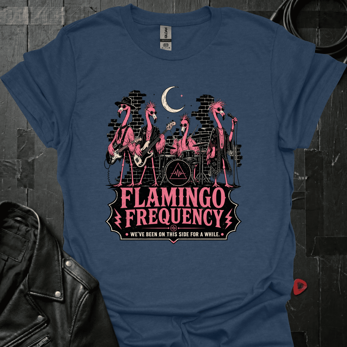 Flamingo Frequency T-Shirt - Heather Navy - T-Shirt
