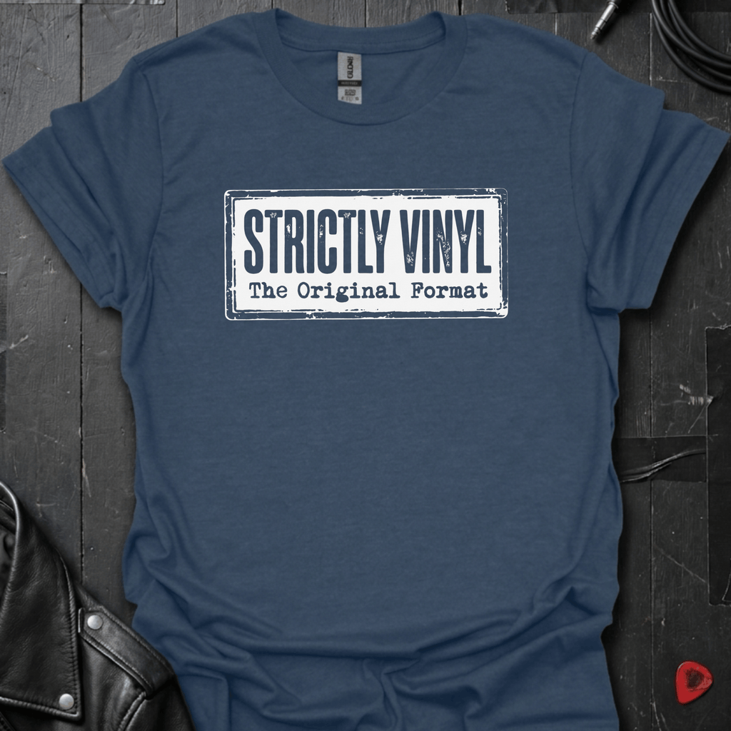 Strictly Vinyl The Original Format T-Shirt | Vinyl Lover Tee - Heather Navy - T-Shirt
