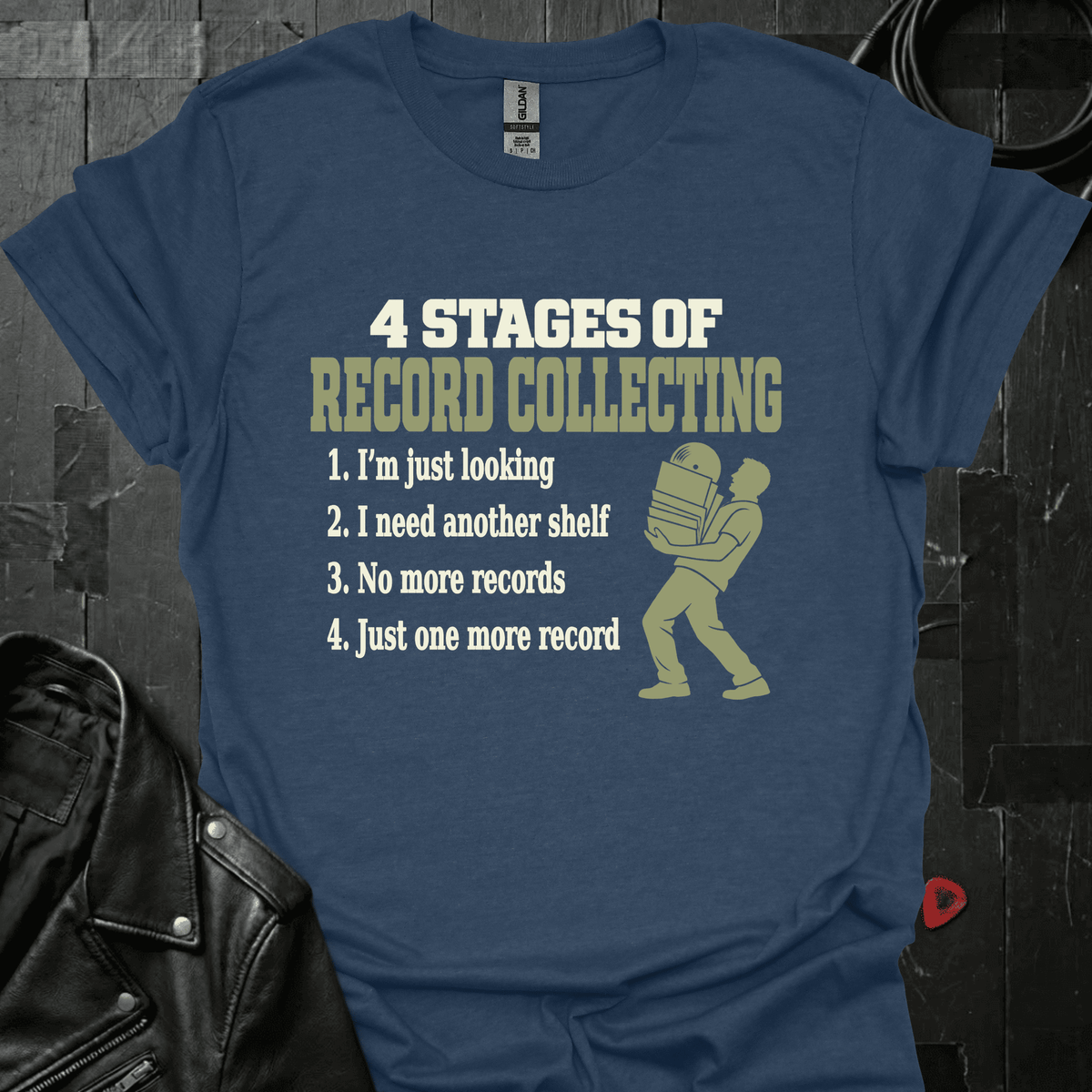 Record Collector Stages T-Shirt - S - T-Shirt Heather Navy
