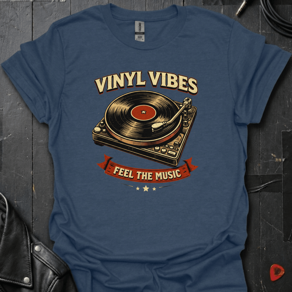 Vinyl Vibes T-Shirt - Heather Navy - T-Shirt