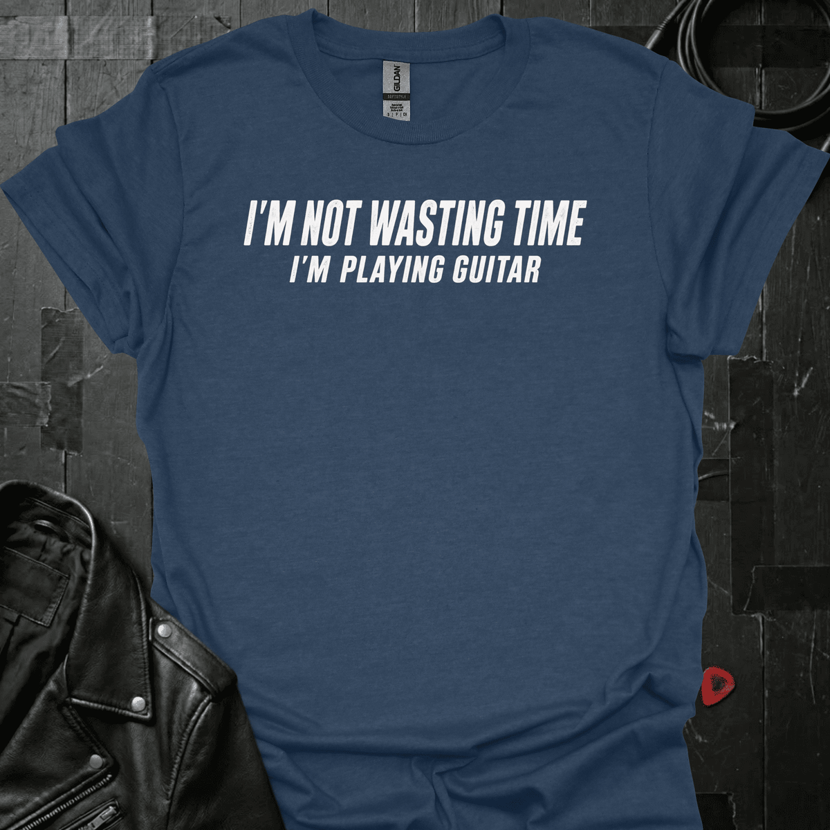 Playing Guitar Instead T-Shirt - Heather Navy - T-Shirt