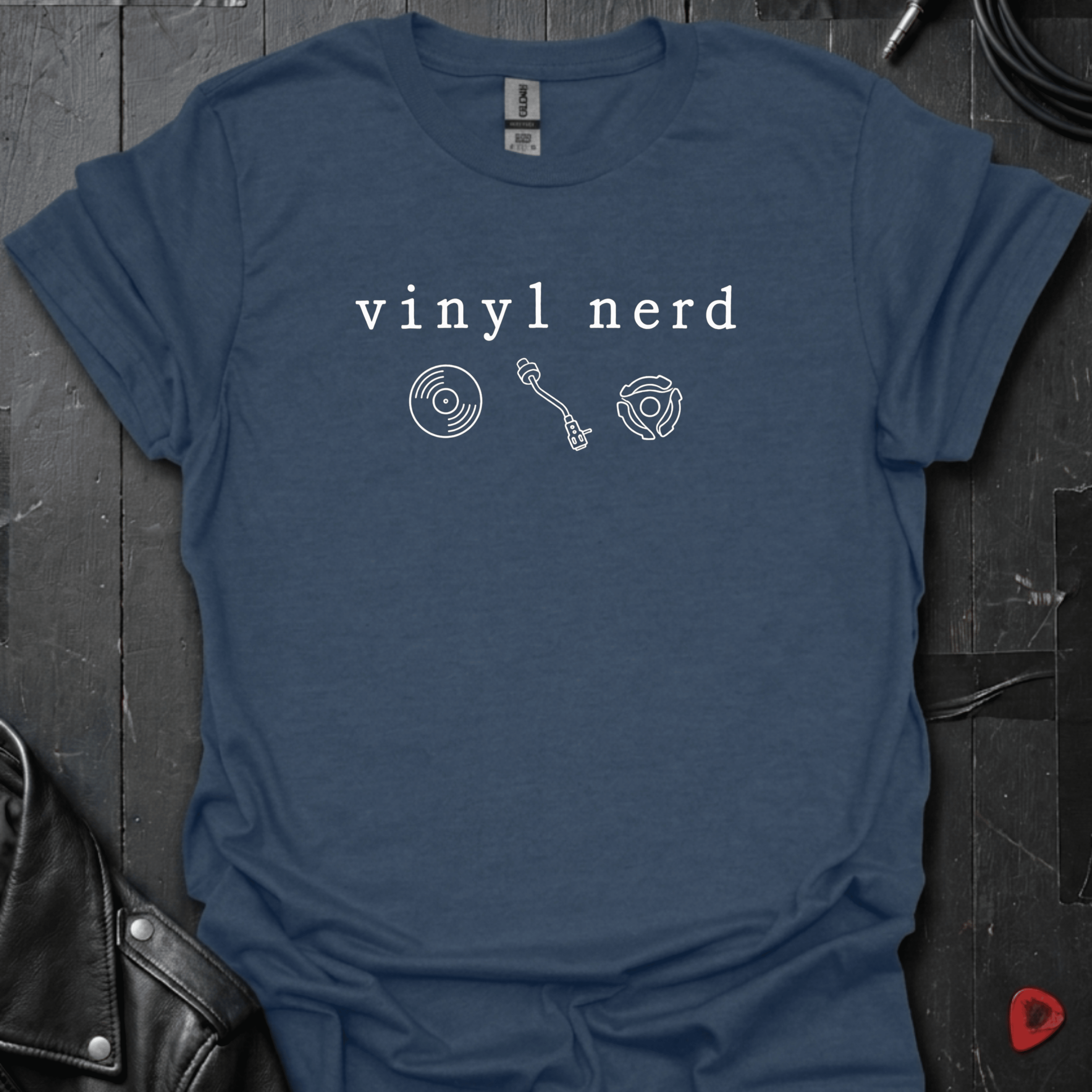 Vinyl Nerd T-Shirt - Heather Navy - T-Shirt