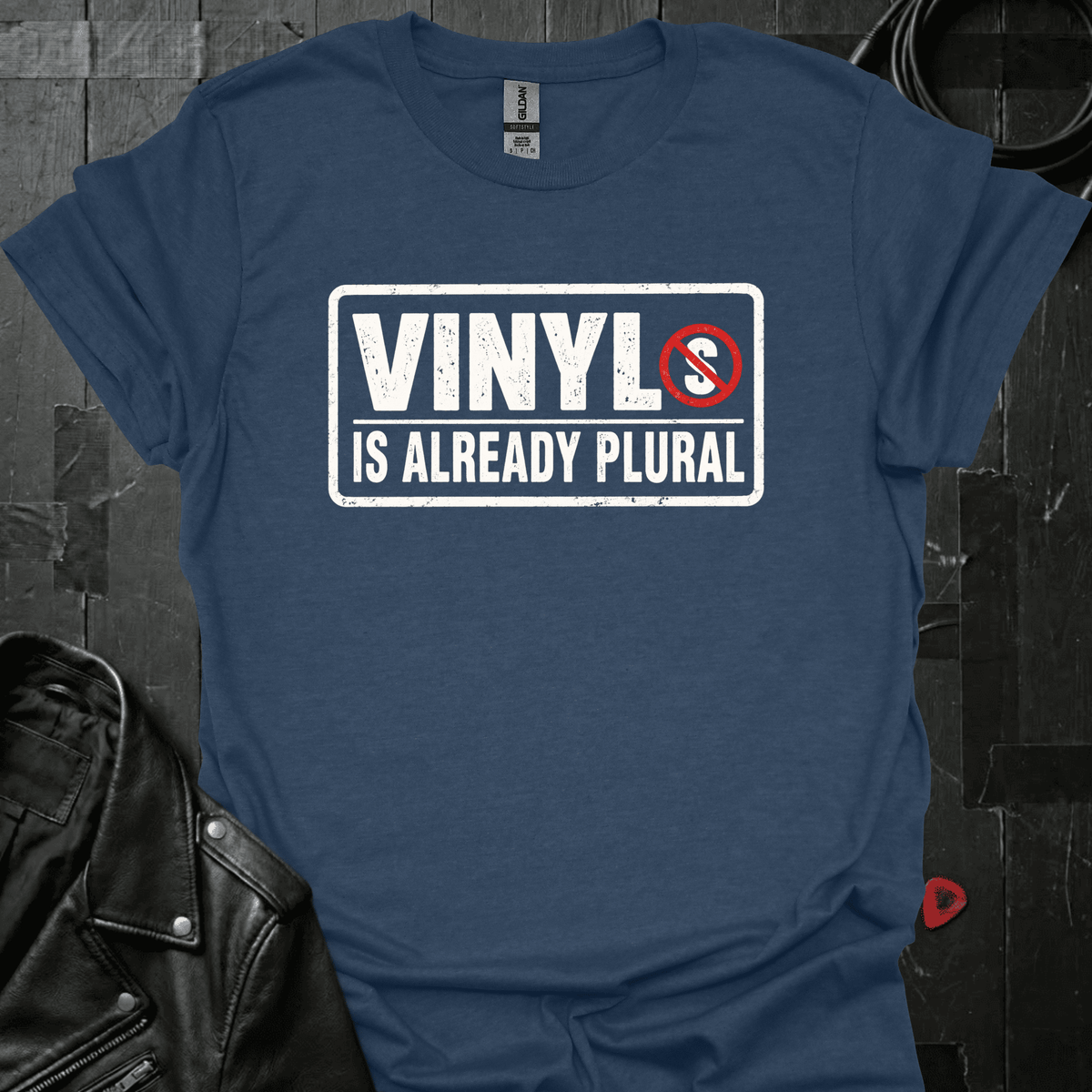 Vinyl Is Already Plural T-Shirt - Heather Navy - T-Shirt