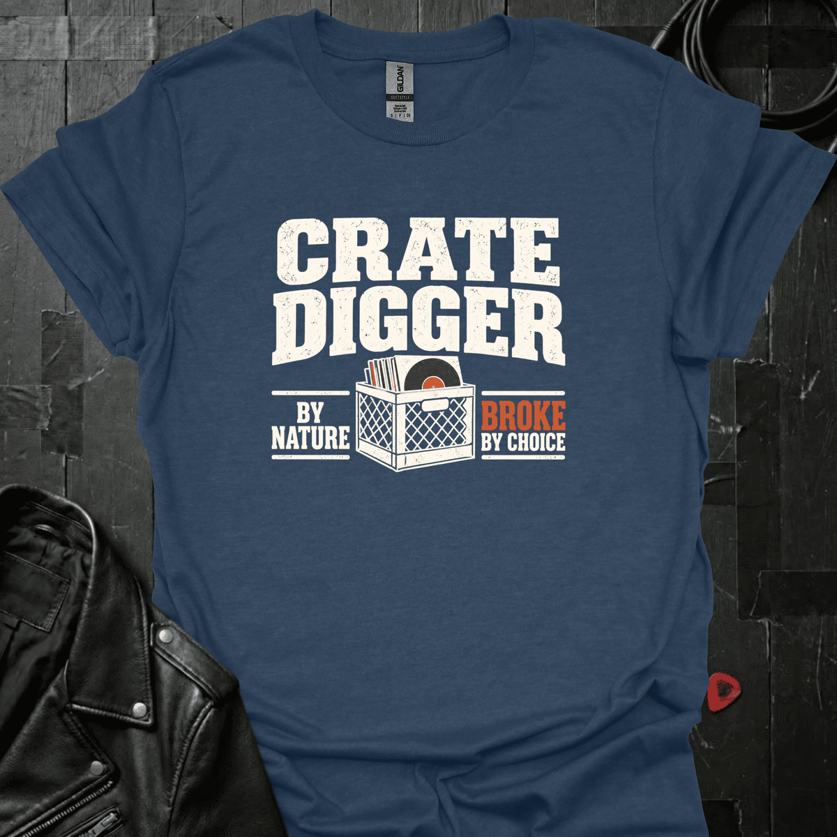 Crate Digger T-Shirt - Heather Navy - T-Shirt