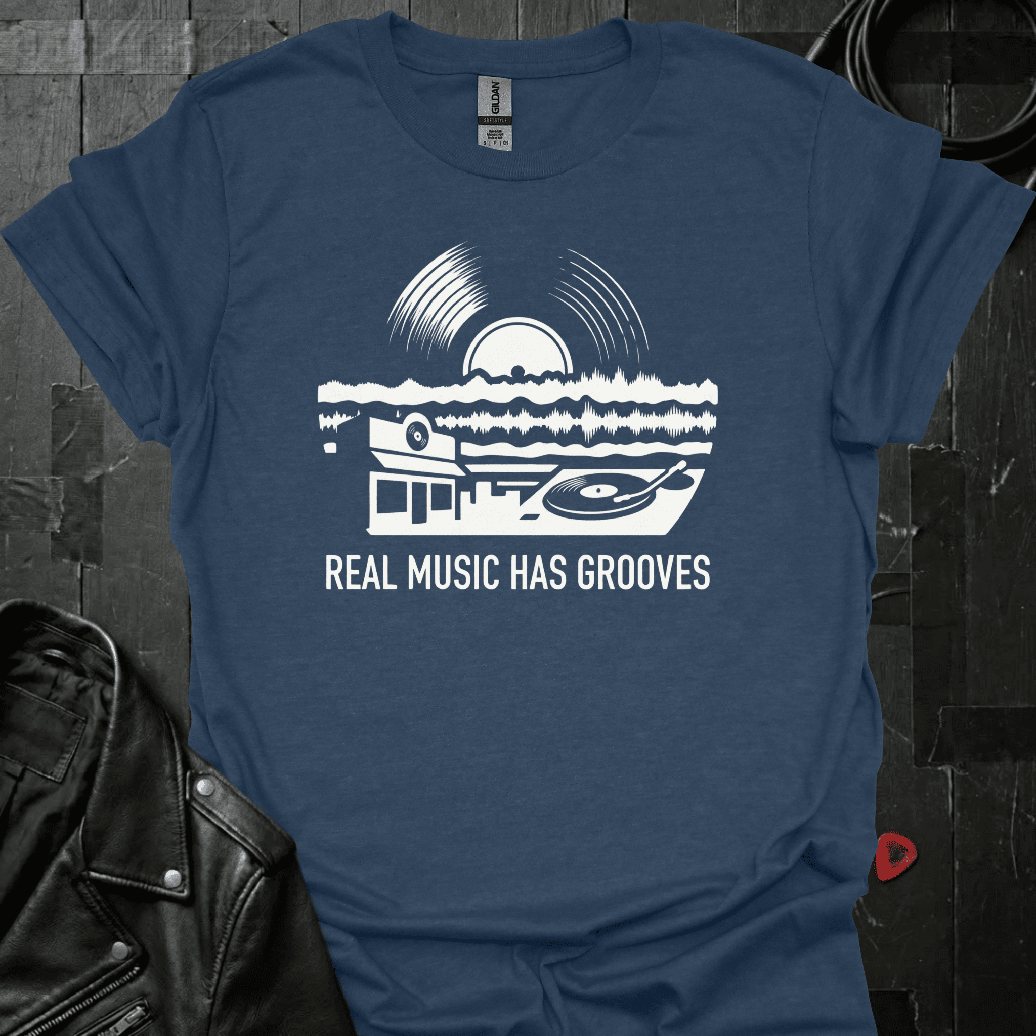 Real Music Grooves T-Shirt - Heather Navy - T-Shirt