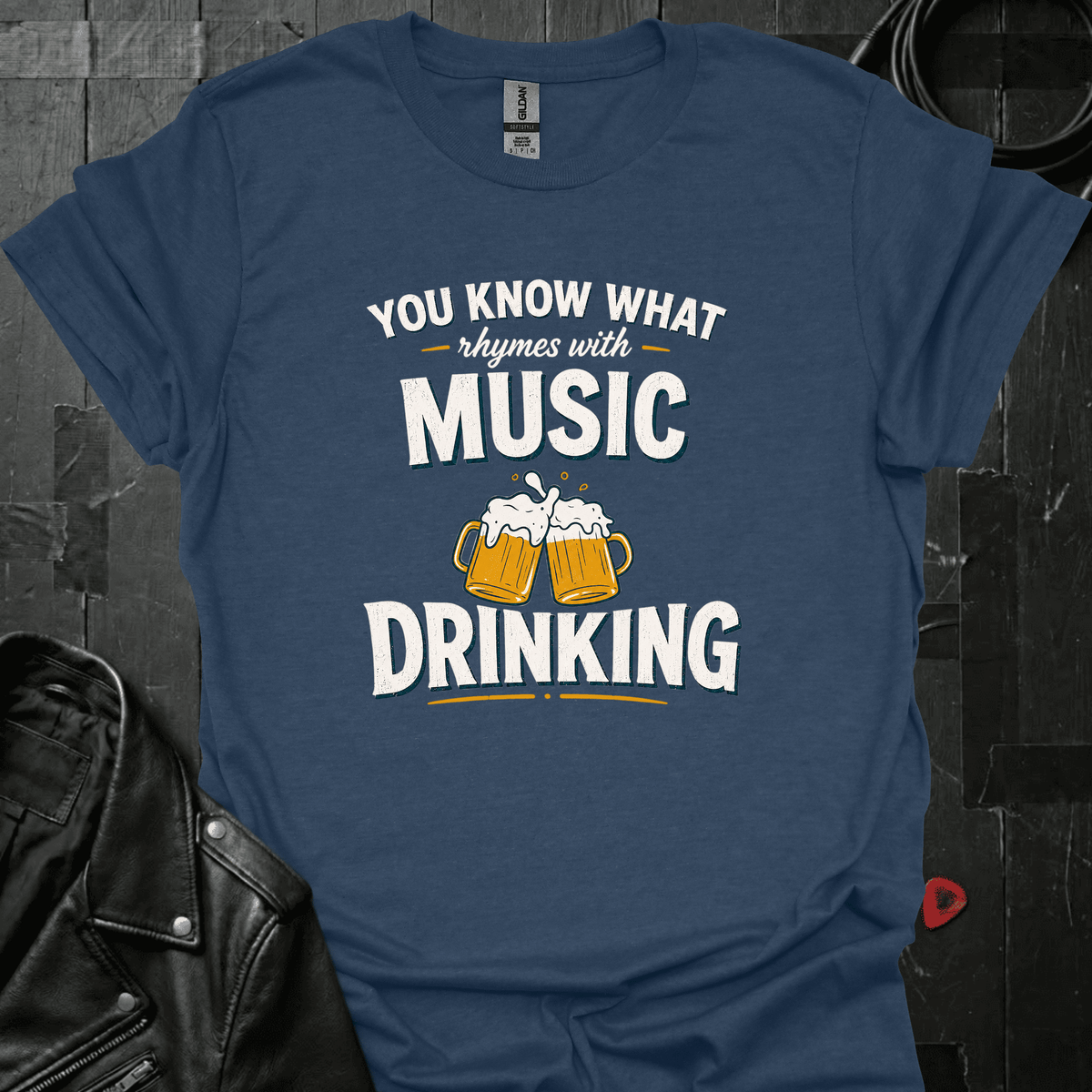 Rhymes With Music T-Shirt - Heather Navy - T-Shirt