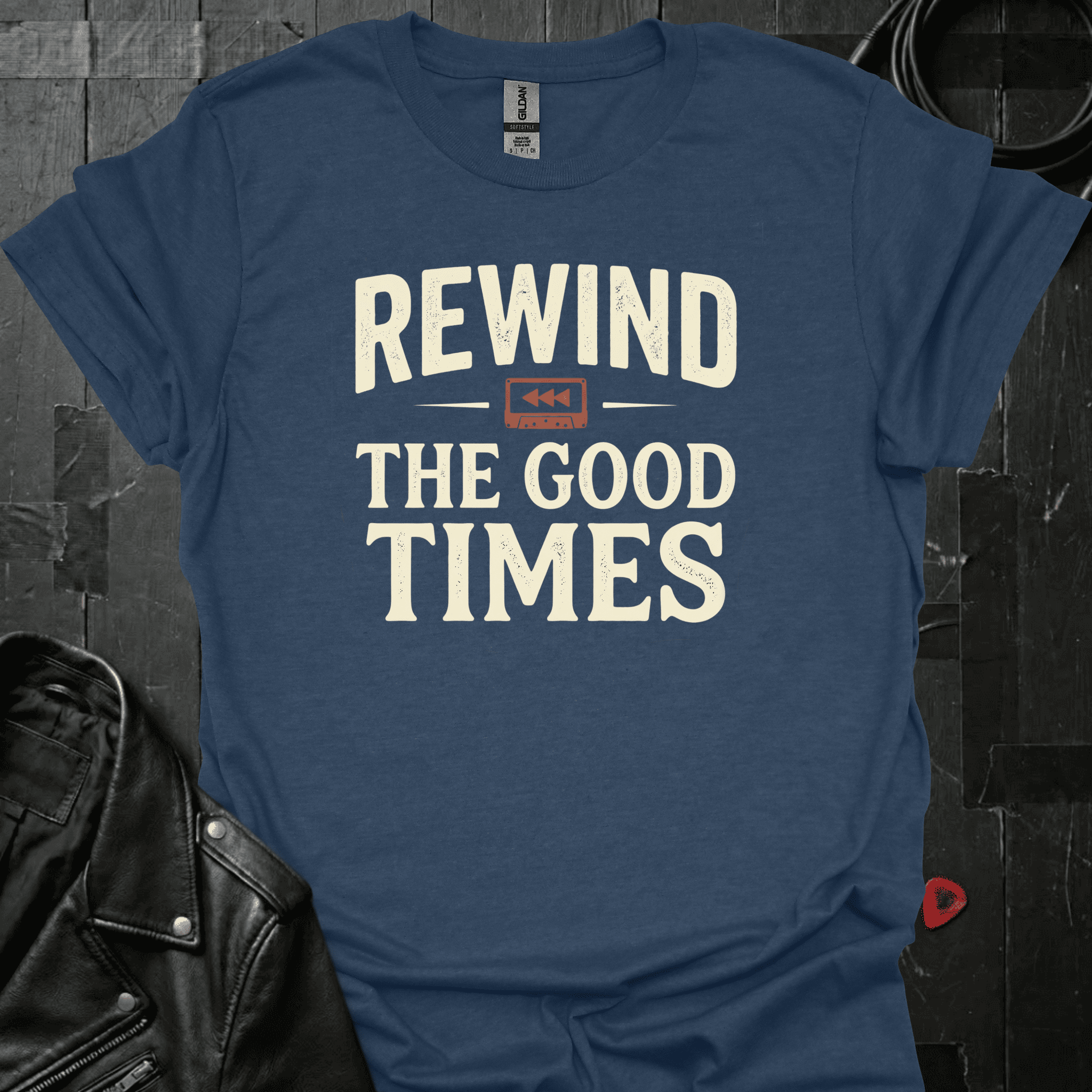 Rewind The Good Times T-Shirt - Heather Navy - T-Shirt