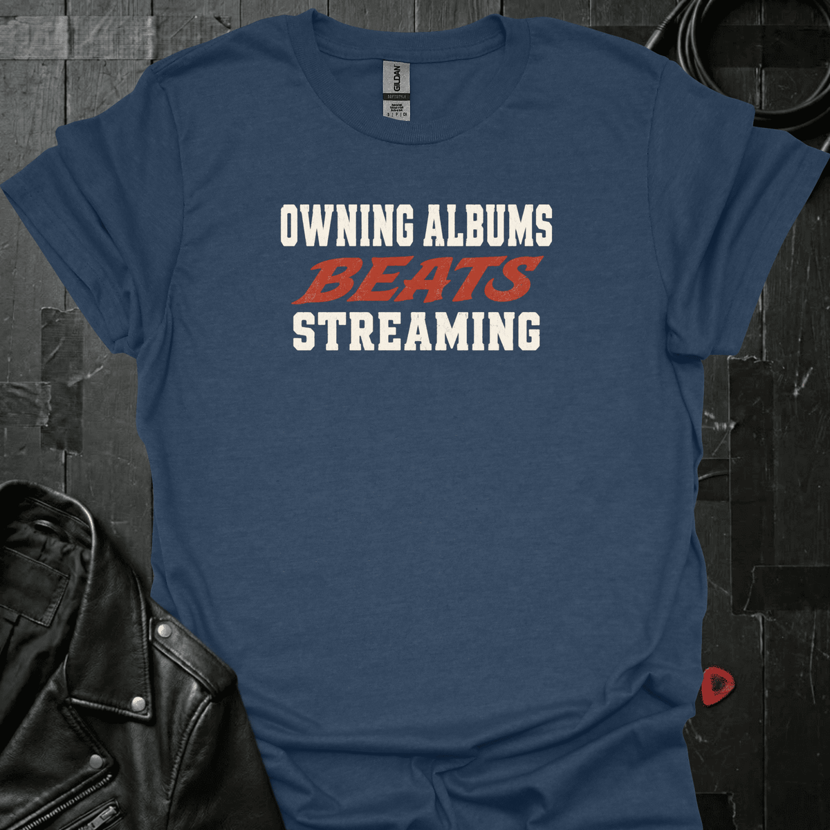 Albums Beats Streaming T-Shirt - Heather Navy - T-Shirt