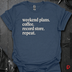 Weekend Plans T-Shirt | Vinyl Lover Coffee Tee - Heather Navy - T-Shirt