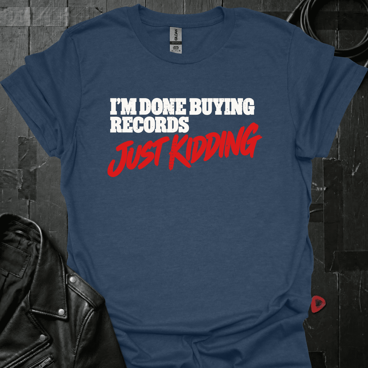 Done Buying Records T-Shirt - Heather Navy - T-Shirt