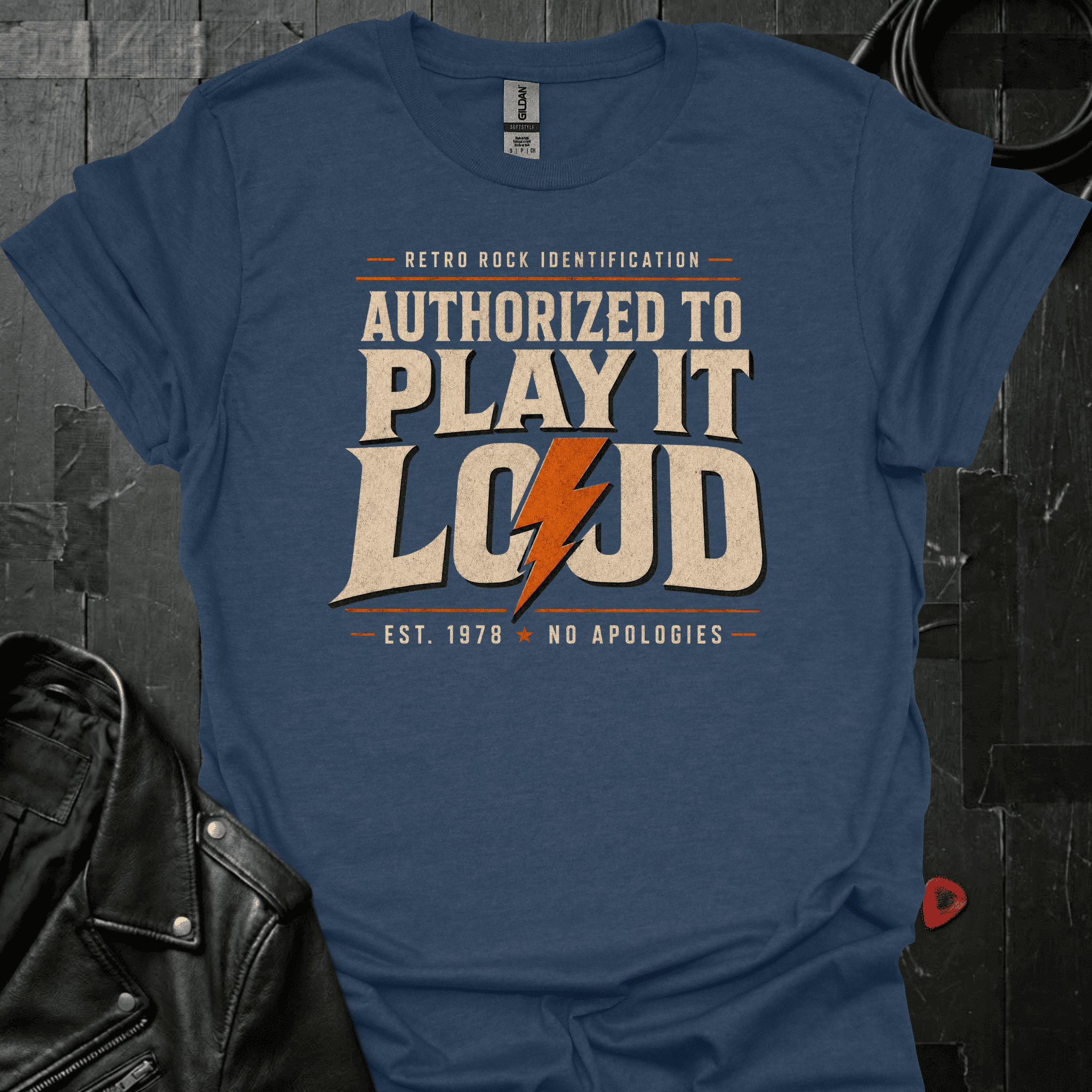 Authorized To Play It Loud T-Shirt - Heather Navy - T-Shirt