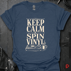Keep Calm Spin Vinyl T-Shirt - Heather Navy - T-Shirt