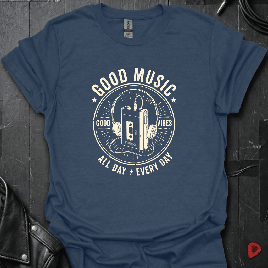 Good Music All Day T-Shirt - Heather Navy - T-Shirt