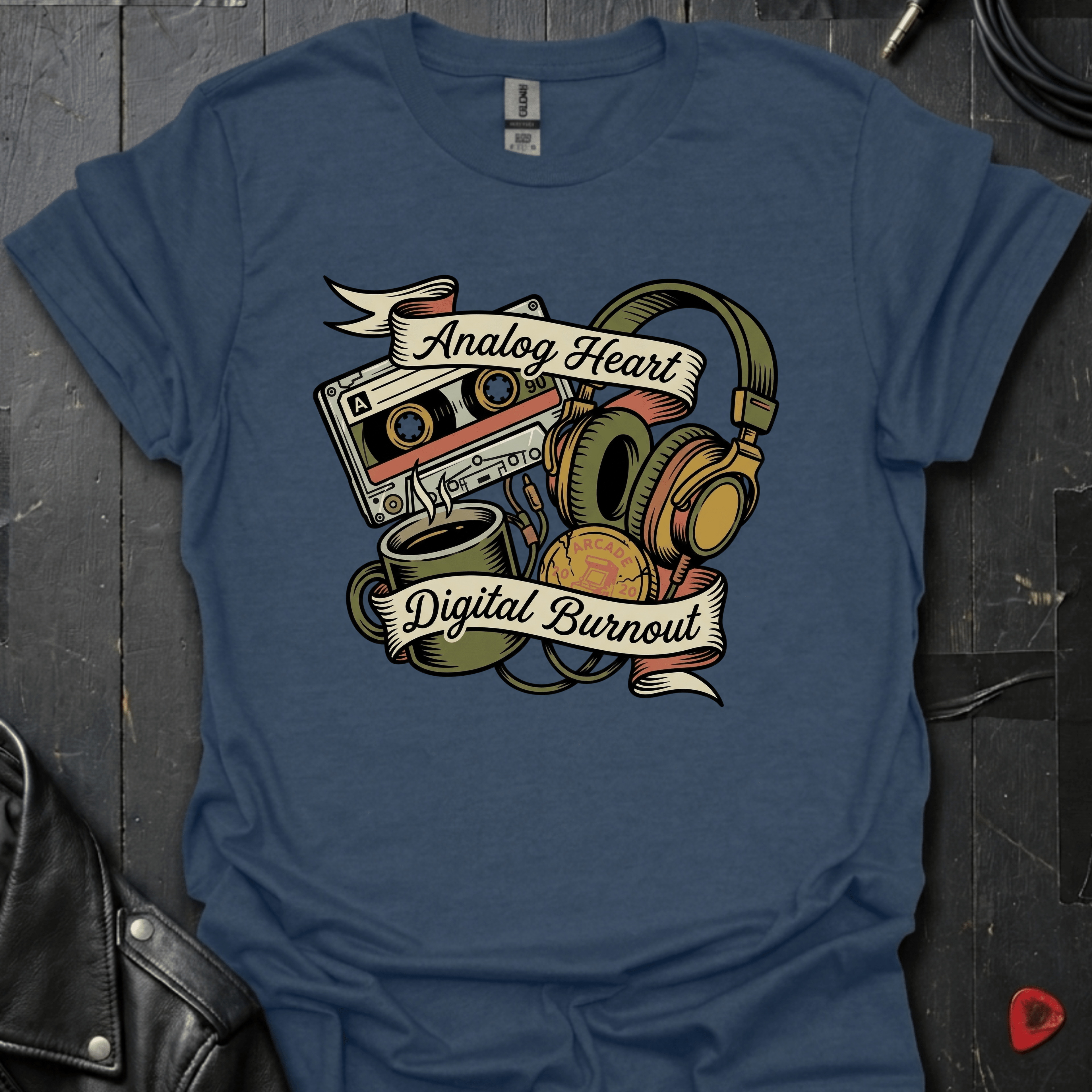 Digital Burnout T-Shirt - Heather Navy - T-Shirt