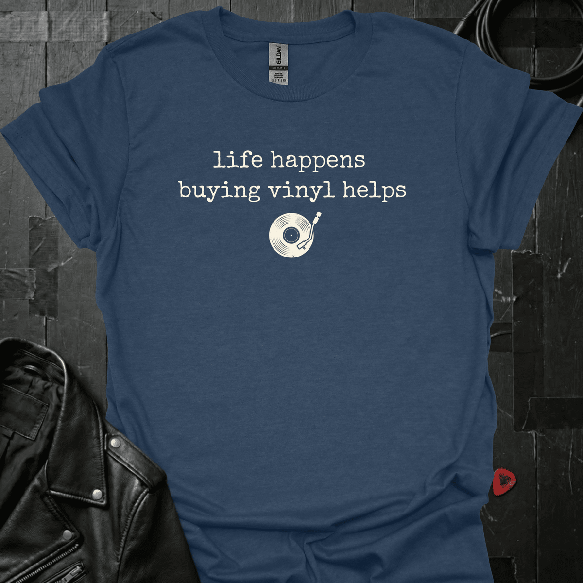 Life Happens T-Shirt GeloGroove Heather Navy
