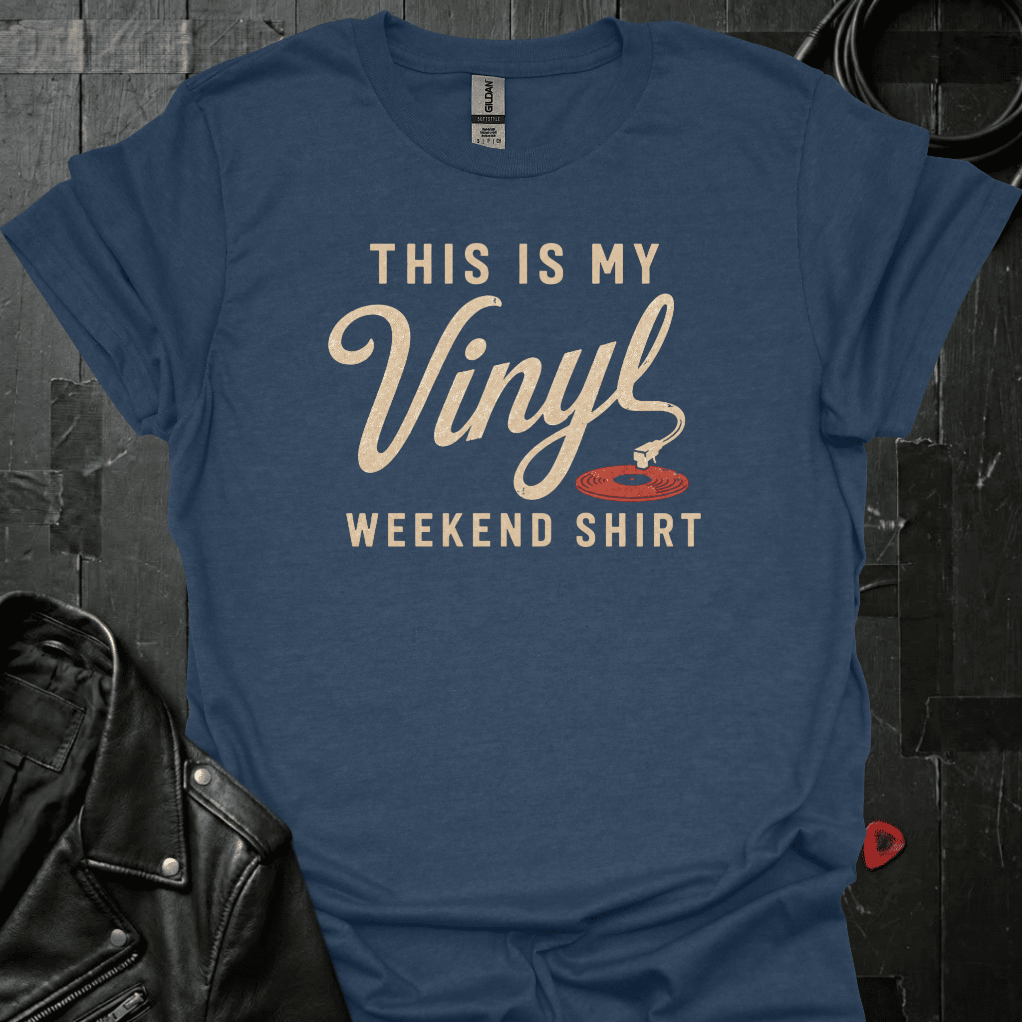 My Vinyl Weekend T-Shirt - Heather Navy - T-Shirt