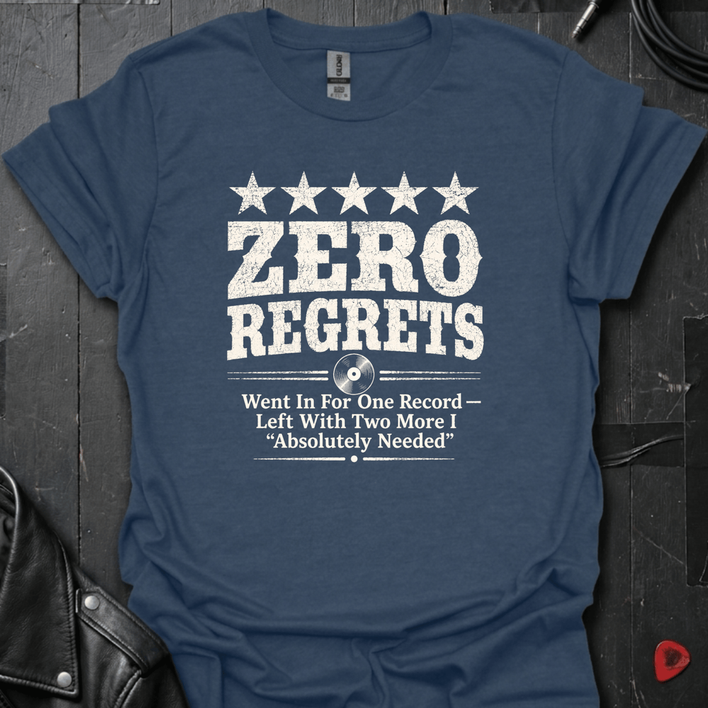 Zero Regrets Review T-Shirt - Heather Navy - T-Shirt