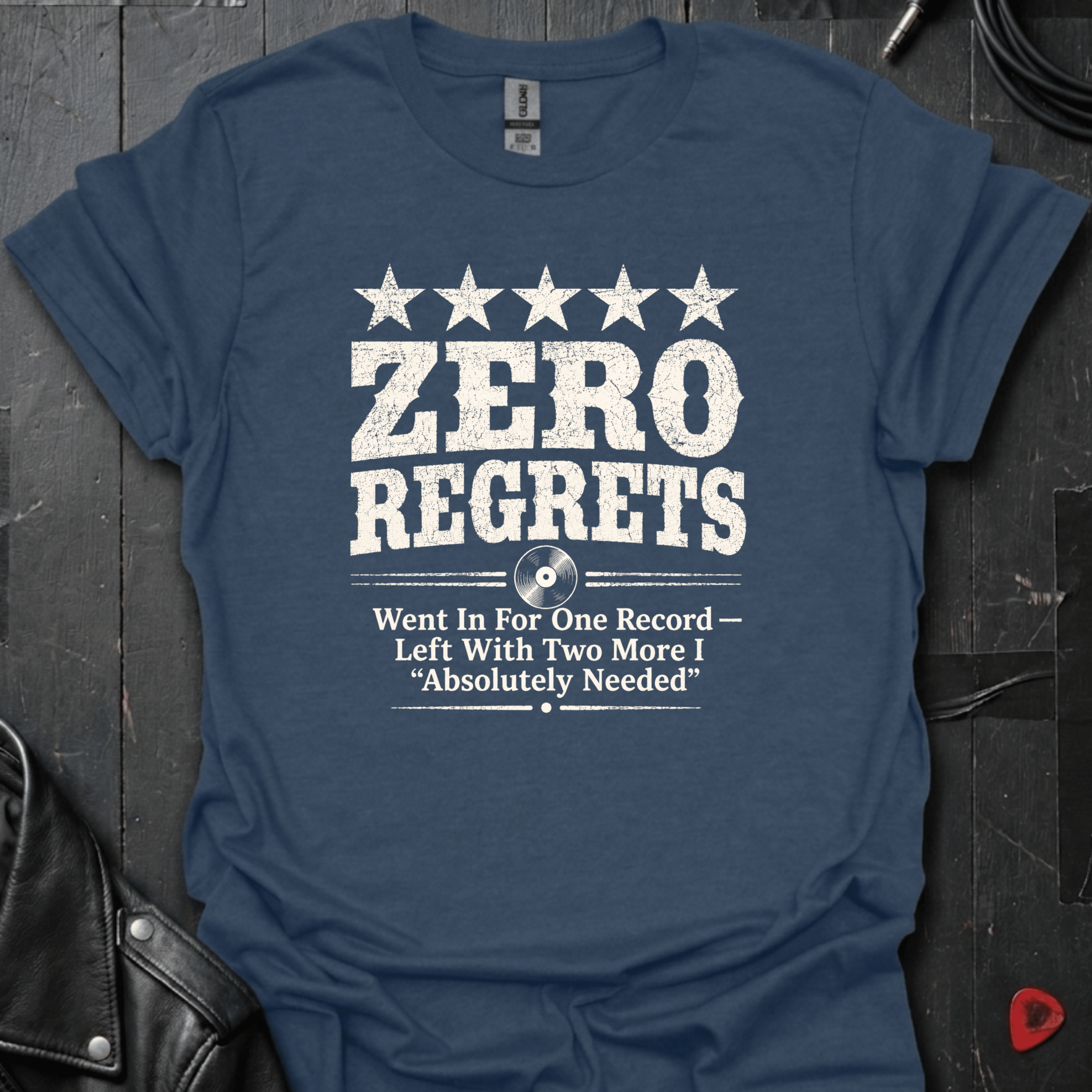 Zero Regrets Review T-Shirt - Heather Navy - T-Shirt