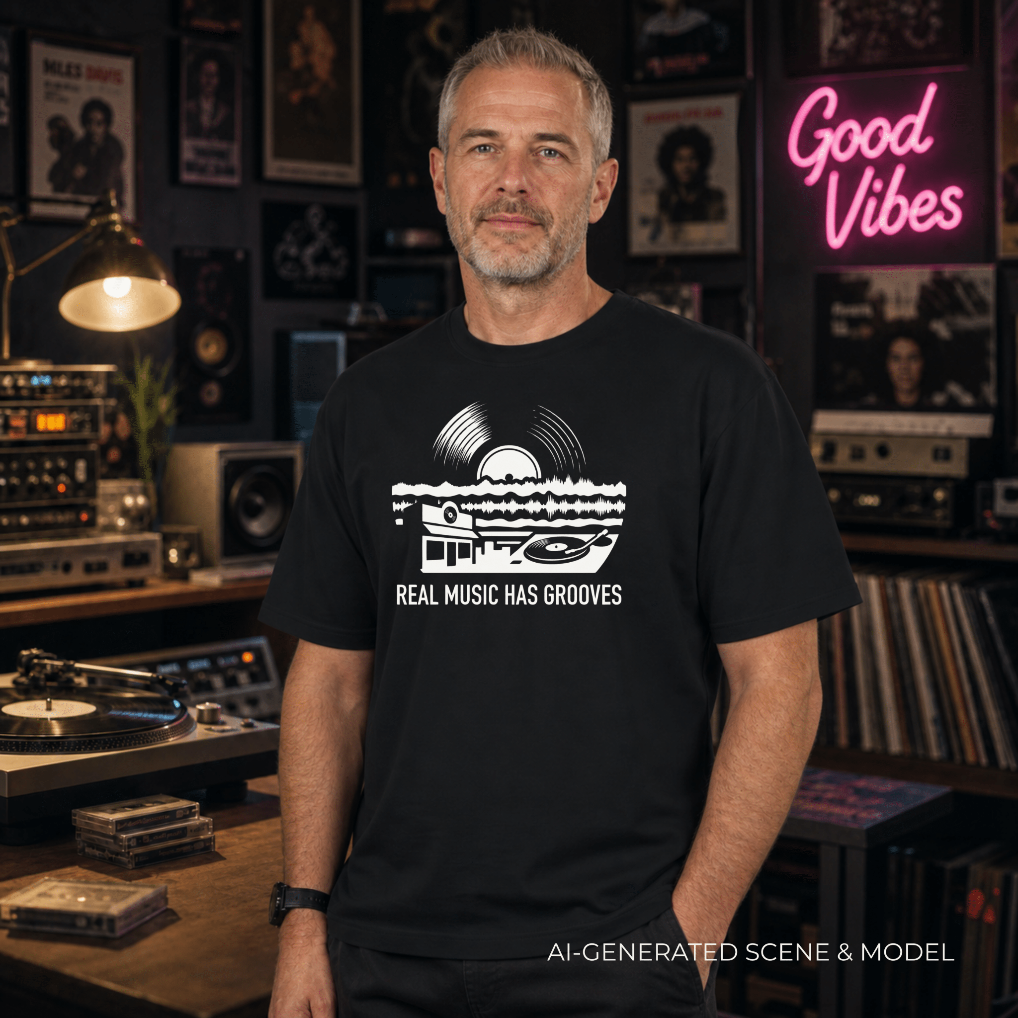 Real Music Grooves T-Shirt - Dark Heather - T-Shirt
