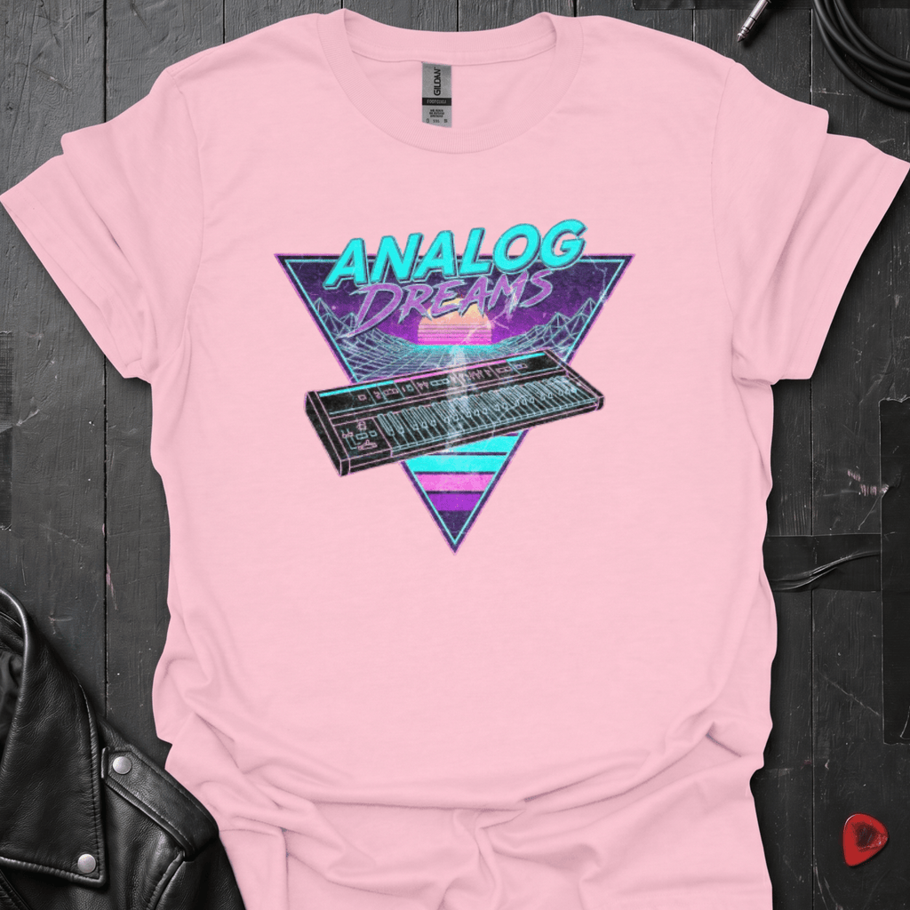 Retro Synthwave Keyboard T-Shirt - Light Pink - T-Shirt