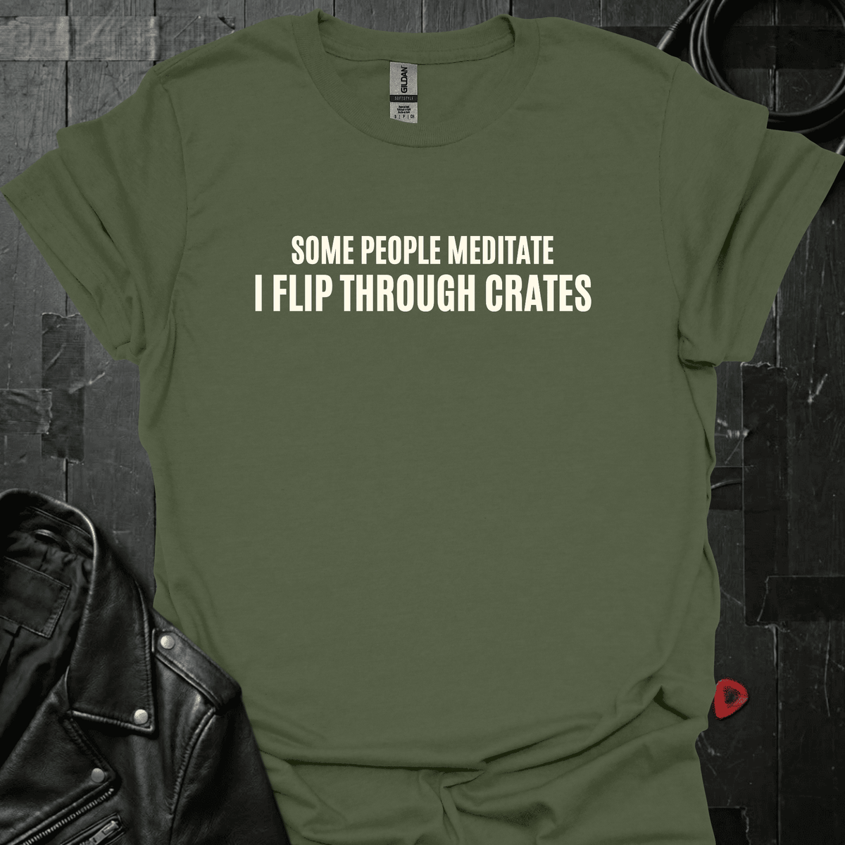 I Flip Through Crates T-Shirt - Military Green - T-Shirt