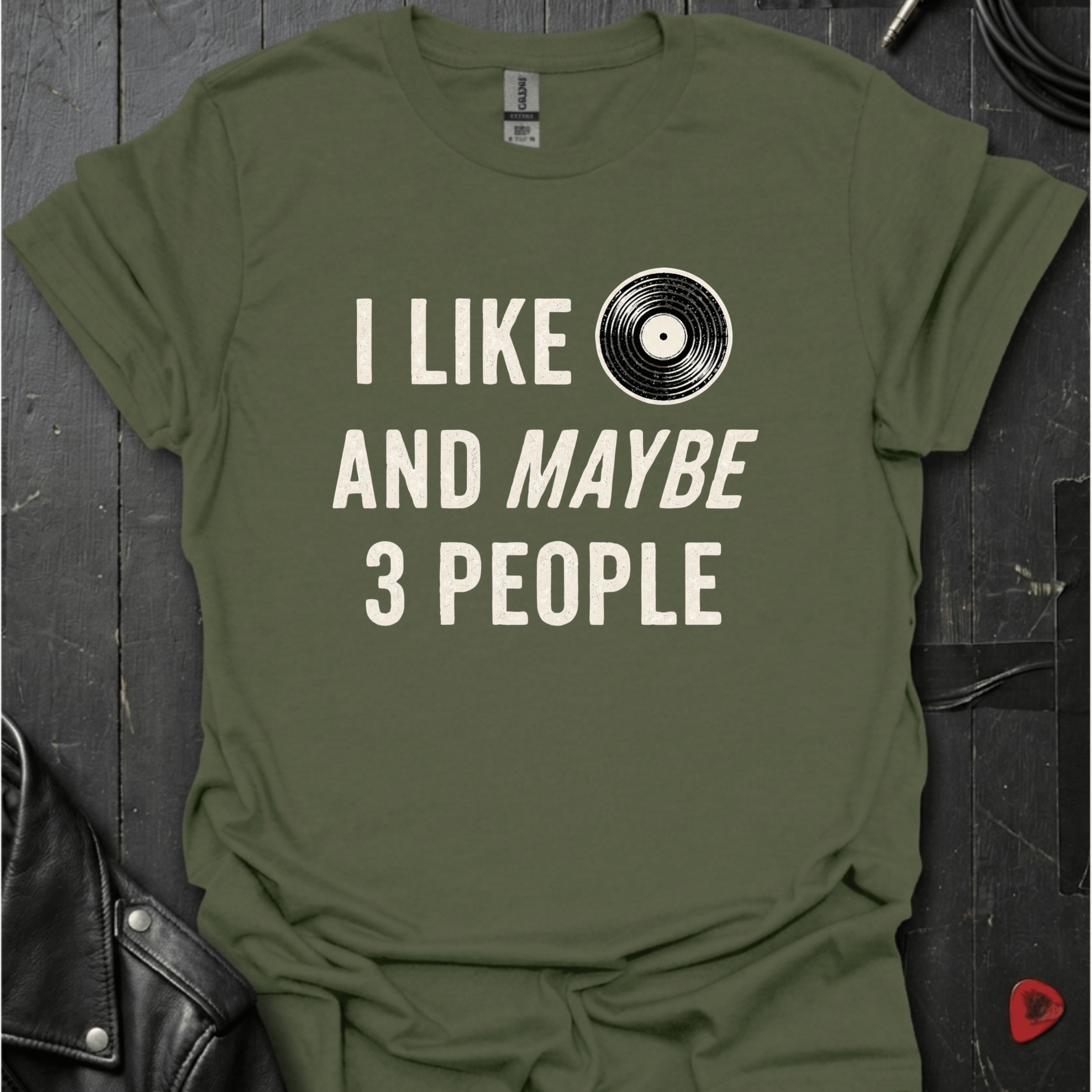 I Like Vinyl T-Shirt - Military Green - T-Shirt