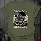Vinyl & Motorcycles T-Shirt | Vinyl And Biker Music Tee - Military Green - T-Shirt