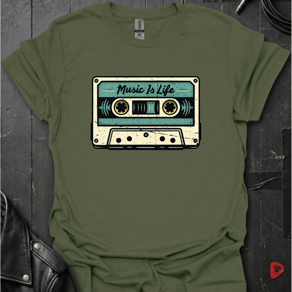 Music Is Life T-Shirt - Military Green - T-Shirt