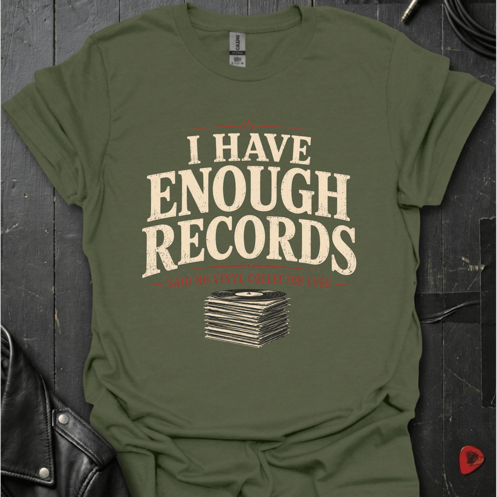 Vinyl Collector Humor T-Shirt - Military Green - T-Shirt