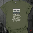 Live & Breath Music T-Shirt - Military Green - T-Shirt