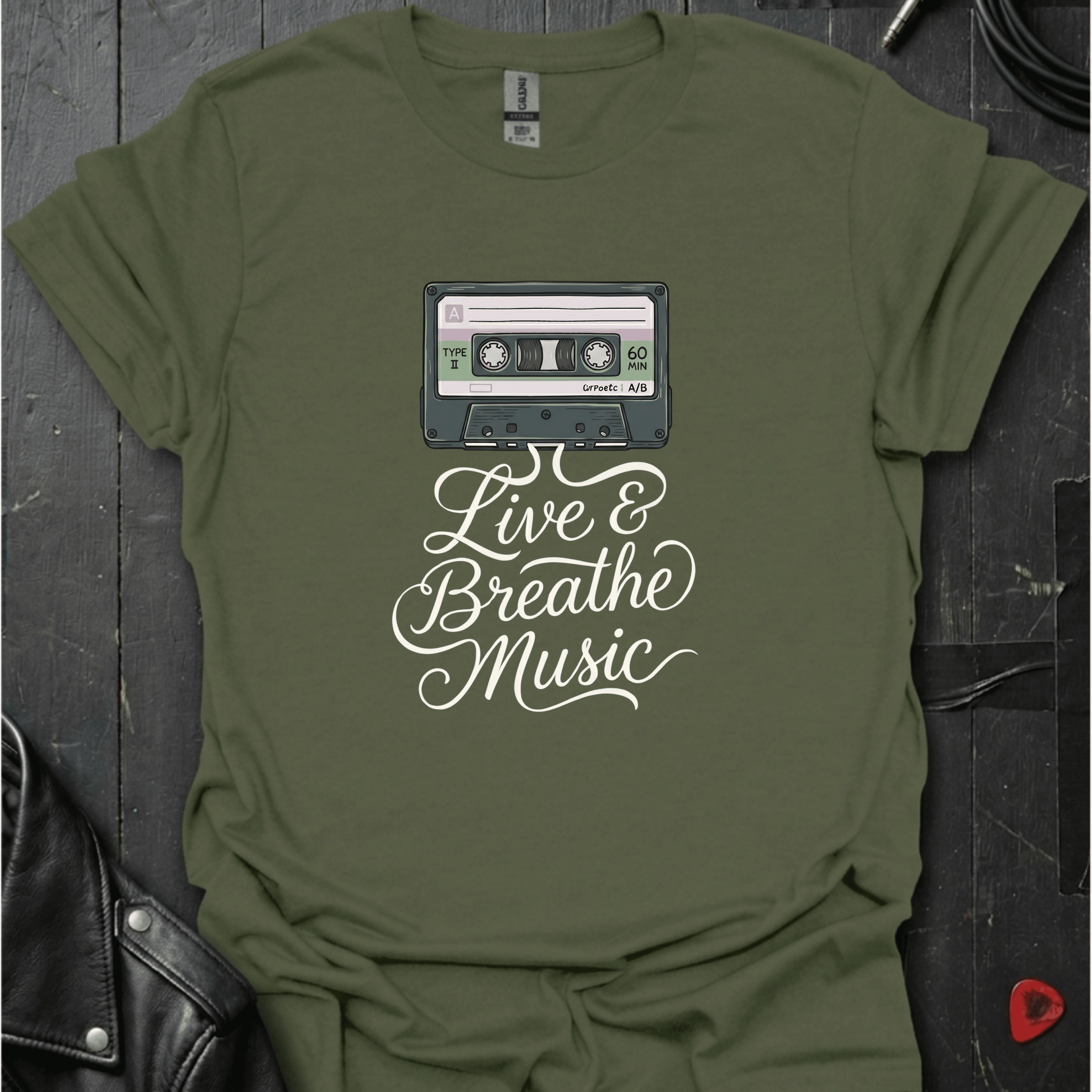 Live & Breath Music T-Shirt - Military Green - T-Shirt