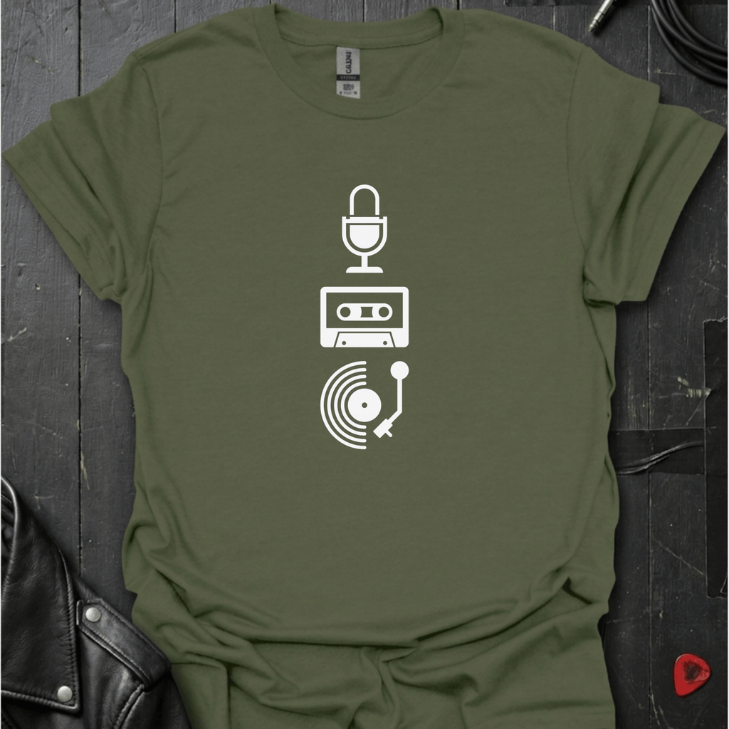 Recorded History T-Shirt | Retro Music Lover Tee - Military Green - T-Shirt