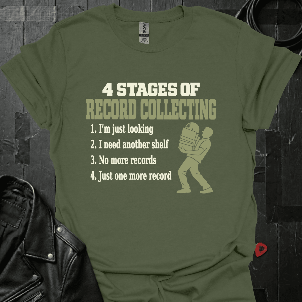 Record Collector Stages T-Shirt - S - T-Shirt Military Green