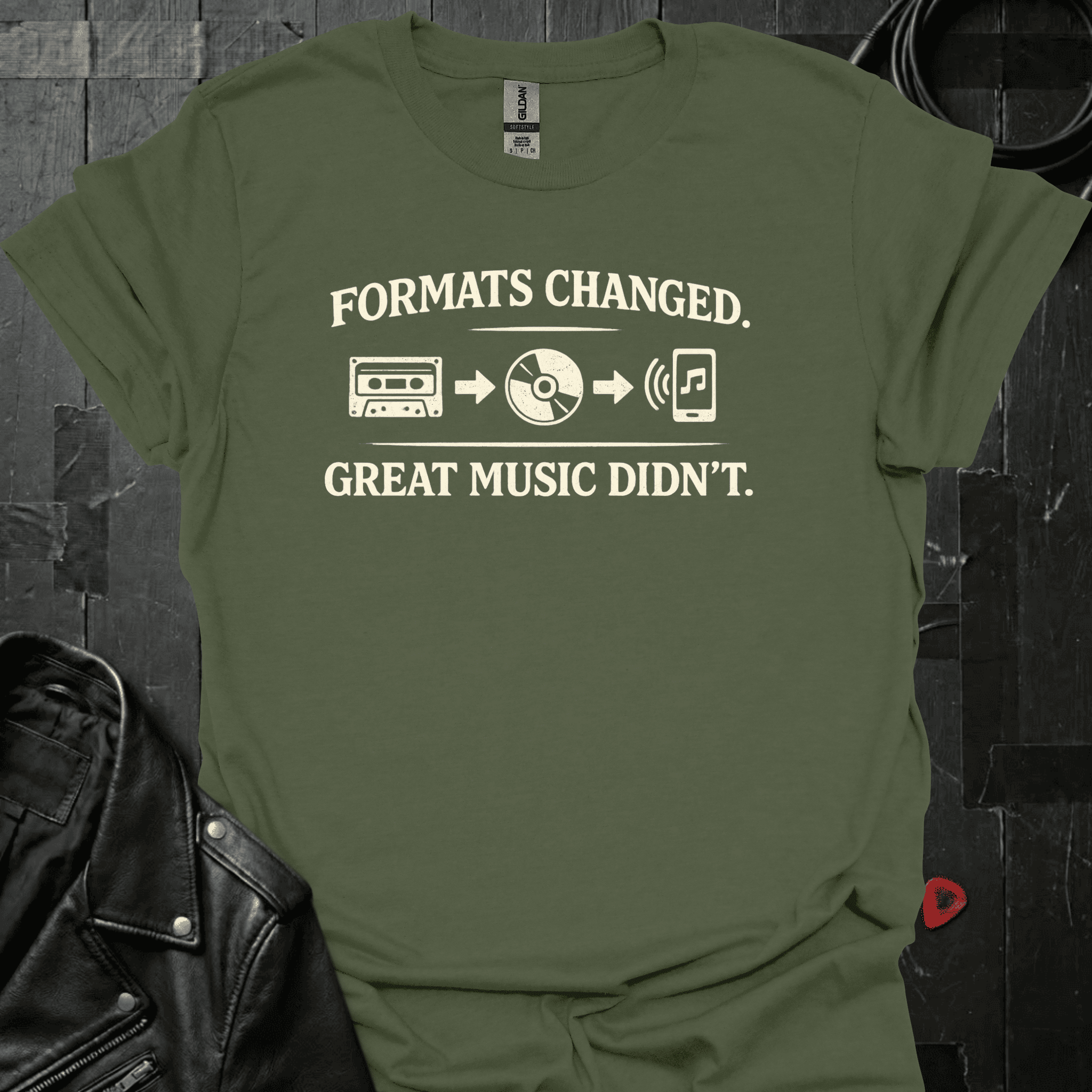 Music Formats Changed T-Shirt - Military Green - T-Shirt